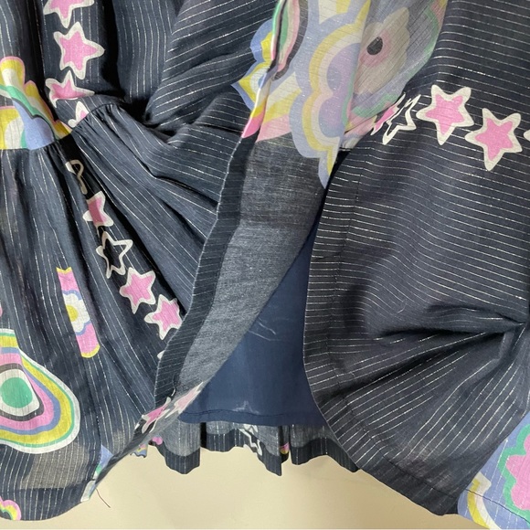 New Vilagallo Cotton Shift Braided Strap Floral Ruffle Hem Dress Size 42 - Picture 7 of 8